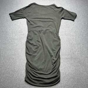 Athleta Santorni Ruched Dress Womens S Green Pima Cotton Modal Stretch Casual